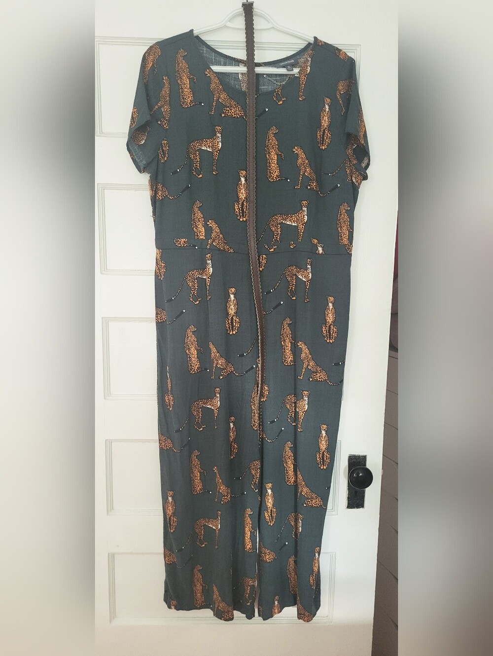 ModCloth Green and Rust Leopard-Print Top